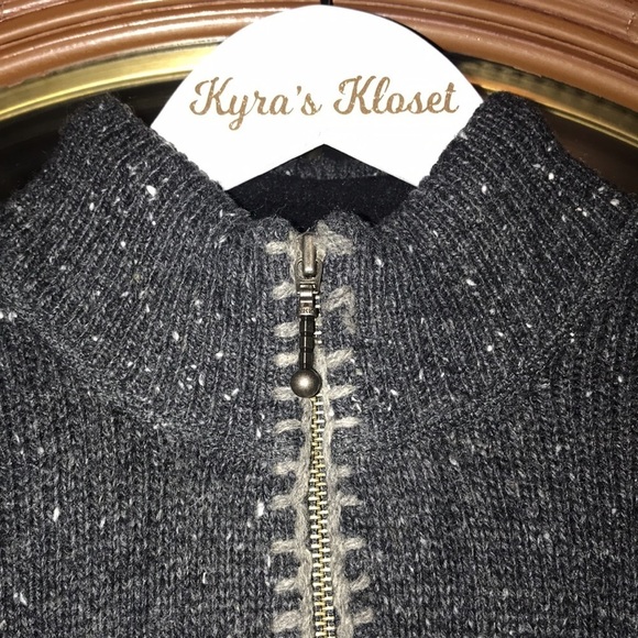 Woolrich Onyx Heather Lambs Wool 1/4 Zip Pullover Sweater Medium - Picture 4 of 10